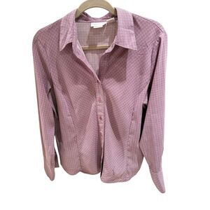 Lot of 2 Worthington Stretch Button-Up Career Tops Houndstooth Long Sleeve Large